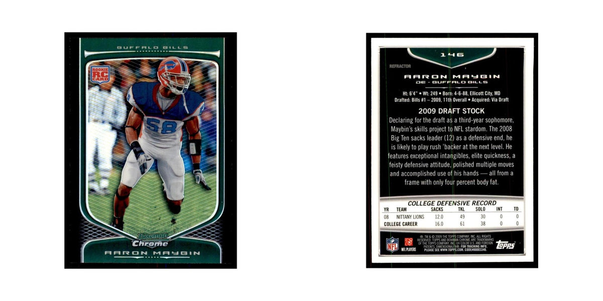 2009 Bowman Chrome Refractors Aaron Maybin RC Football Cards #146
