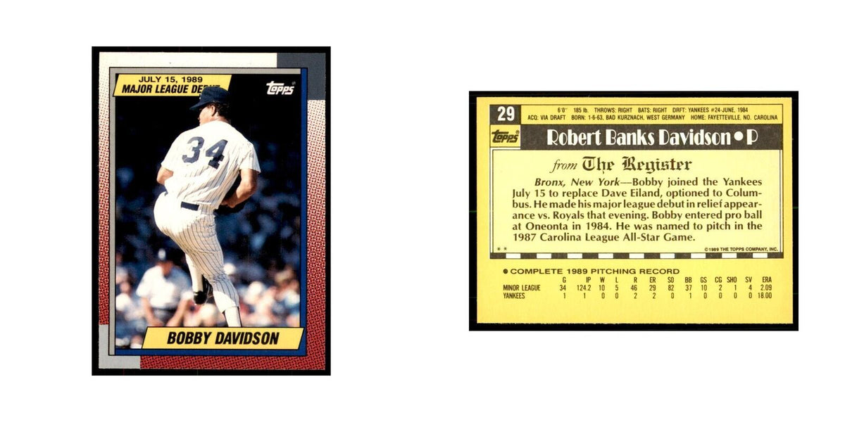 1989 Topps Major League Debut Bobby Davidson Baseball Cards #29