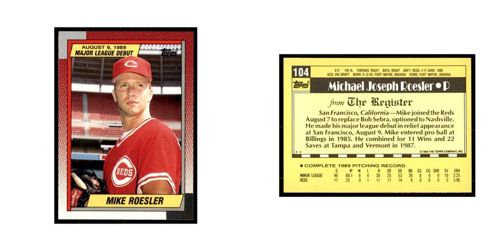 1989 Topps Major League Debut Mike Roesler Baseball Cards #104