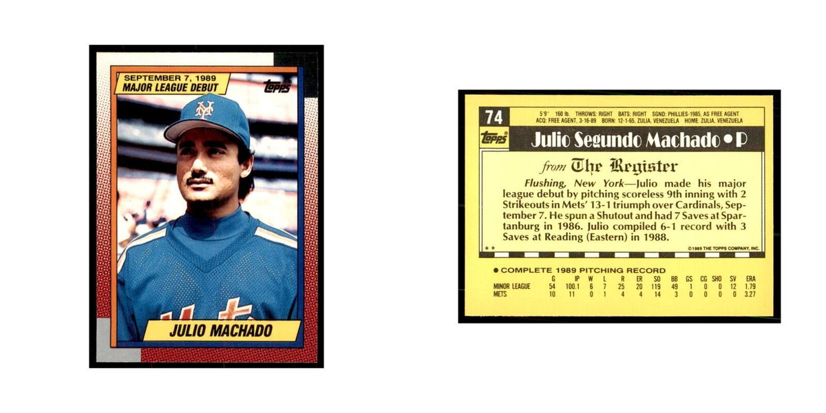 1989 Topps Major League Debut Julio Machado Baseball Cards #74