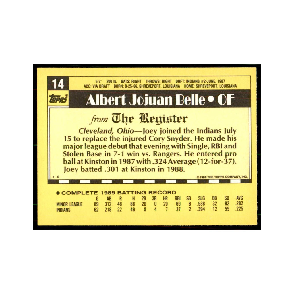 1989 Topps Major League Debut Joey Belle Baseball Cards #14