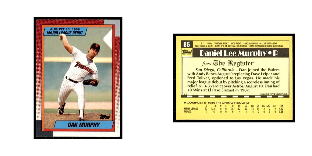 1989 Topps Major League Debut Dan Murphy Baseball Cards #86