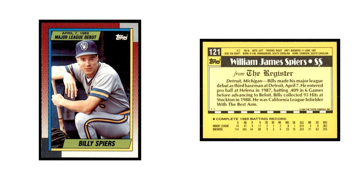 1989 Topps Major League Debut Billy Spiers Baseball Cards #121