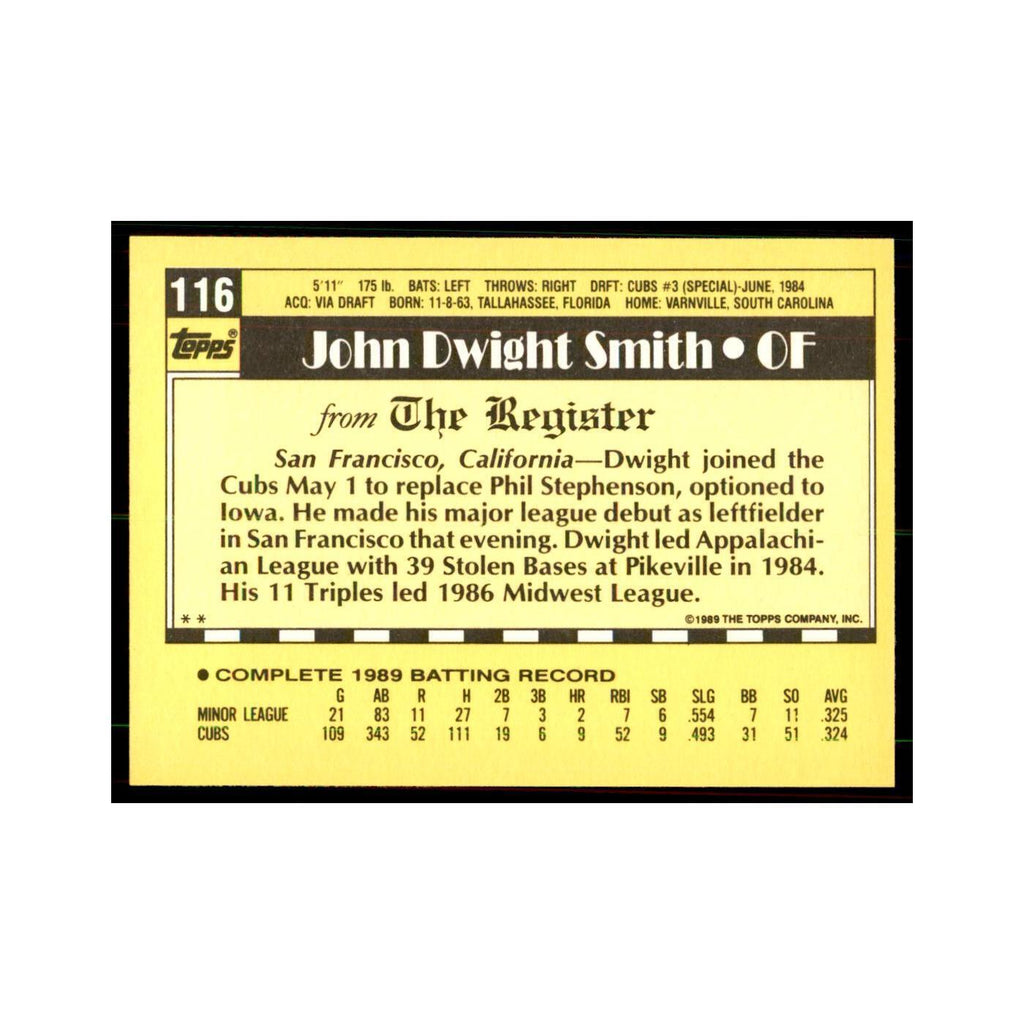 1989 Topps Major League Debut Dwight Smith Baseball Cards #116