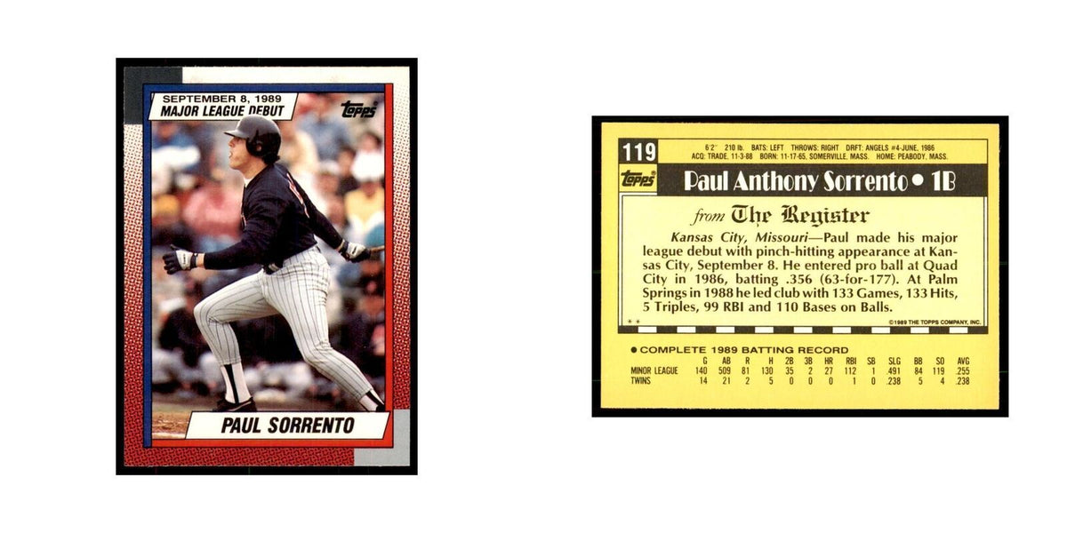 1989 Topps Major League Debut Paul Sorrento Baseball Cards #119