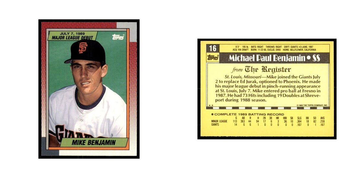 1989 Topps Major League Debut Mike Benjamin Baseball Cards #16