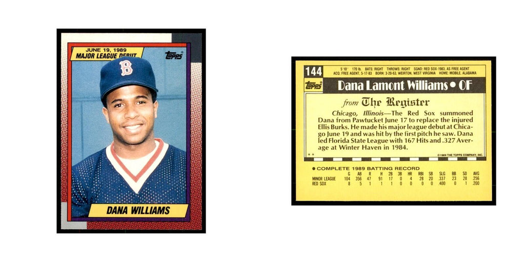 1989 Topps Major League Debut Dana Williams Baseball Cards #144