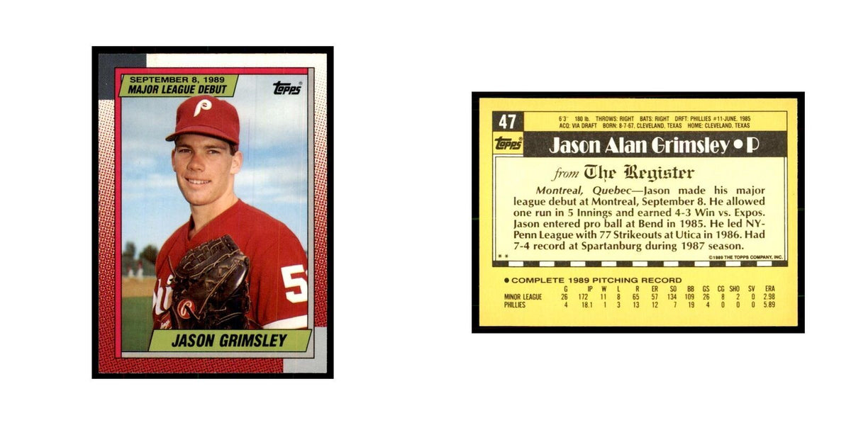 1989 Topps Major League Debut Jason Grimsley Baseball Cards #47