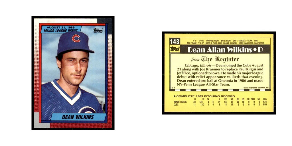 1989 Topps Major League Debut Dean Wilkins Baseball Cards #143
