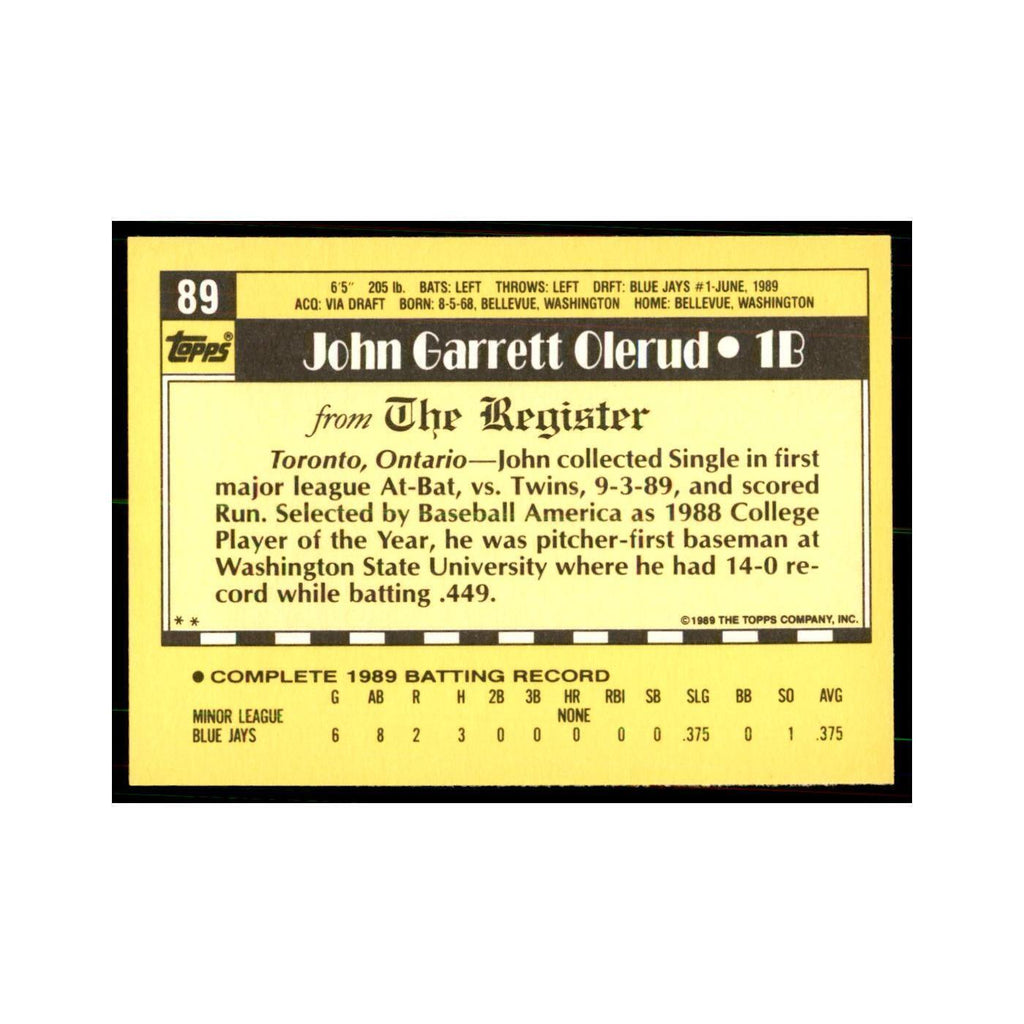 1989 Topps Major League Debut John Olerud Baseball Cards #89