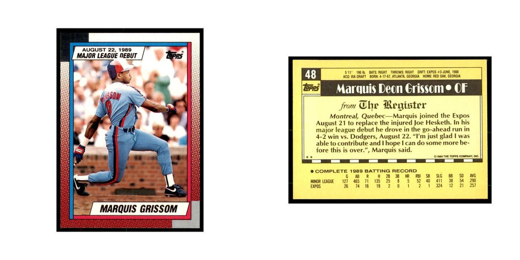 1989 Topps Major League Debut Marquis Grissom Baseball Cards #48