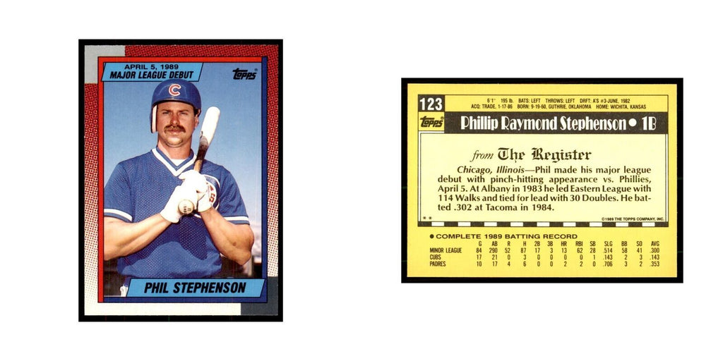 1989 Topps Major League Debut Phil Stephenson Baseball Cards #123