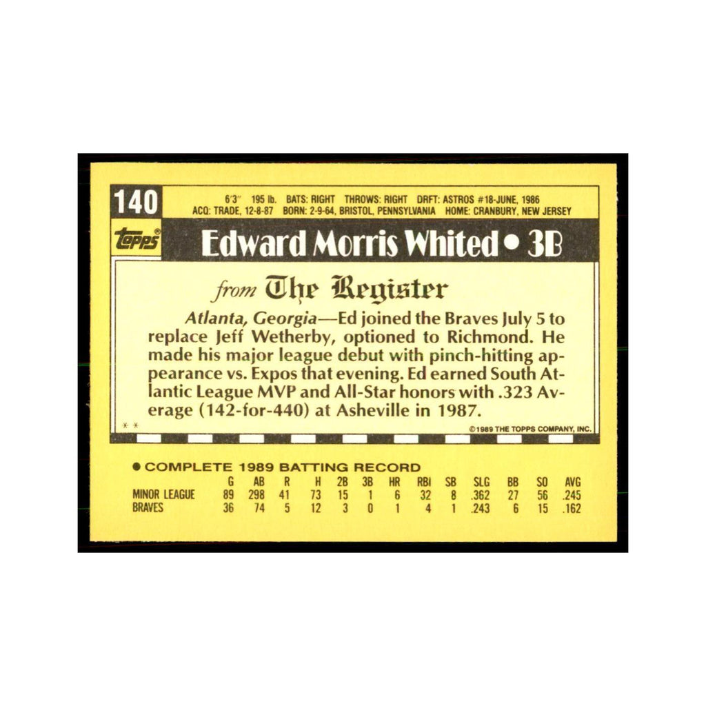 1989 Topps Major League Debut Ed Whited Baseball Cards #140