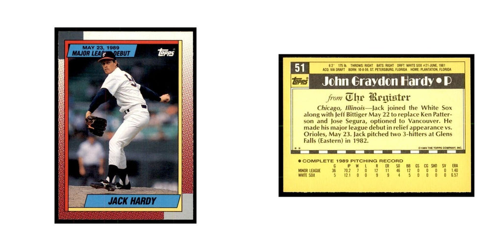 1989 Topps Major League Debut Jack Hardy Baseball Cards #51