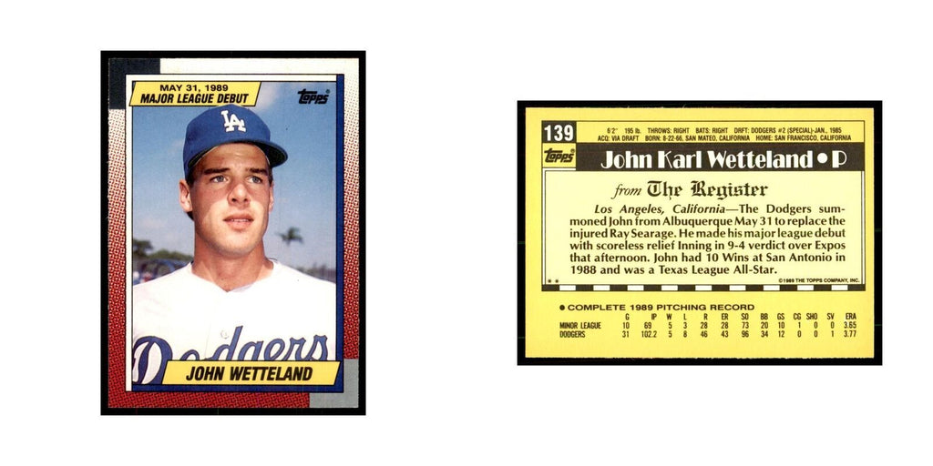 1989 Topps Major League Debut John Wetteland Baseball Cards #139