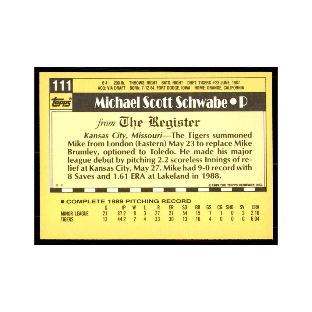 1989 Topps Major League Debut Mike Schwabe Baseball Cards #111