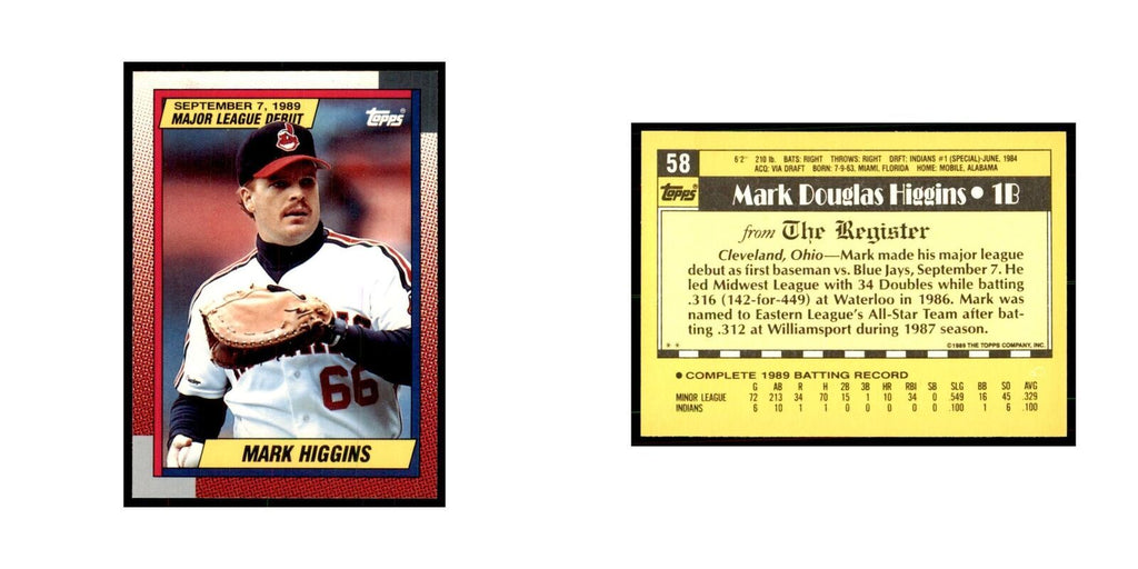 1989 Topps Major League Debut Mark Higgins Baseball Cards #58