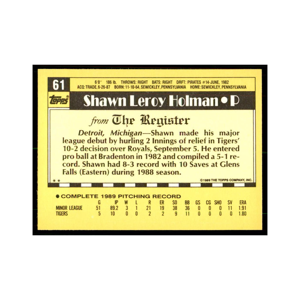 1989 Topps Major League Debut Shawn Holman Baseball Cards #61