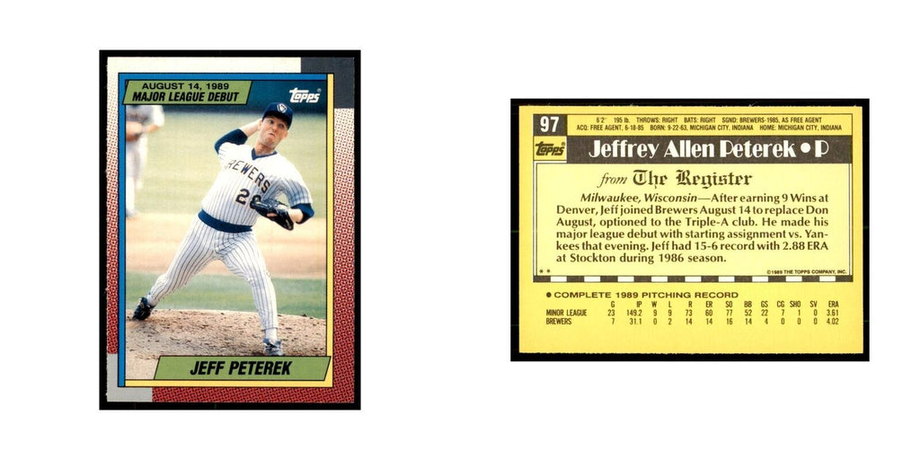 1989 Topps Major League Debut Jeff Peterek Baseball Cards #97