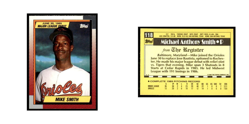 1989 Topps Major League Debut Mike Smith Baseball Cards #118