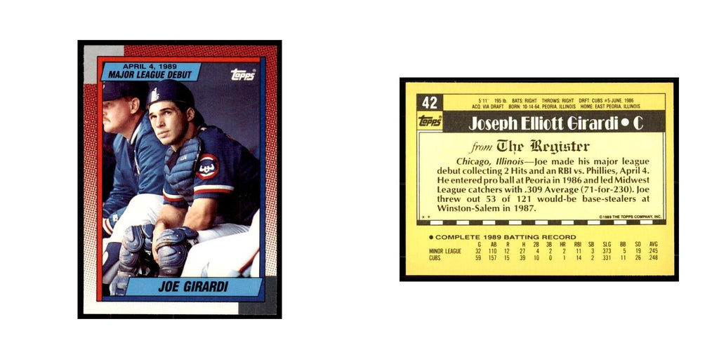 1989 Topps Major League Debut Joe Girardi Baseball Cards #42