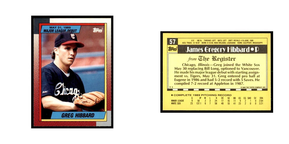 1989 Topps Major League Debut Greg Hibbard Baseball Cards #57