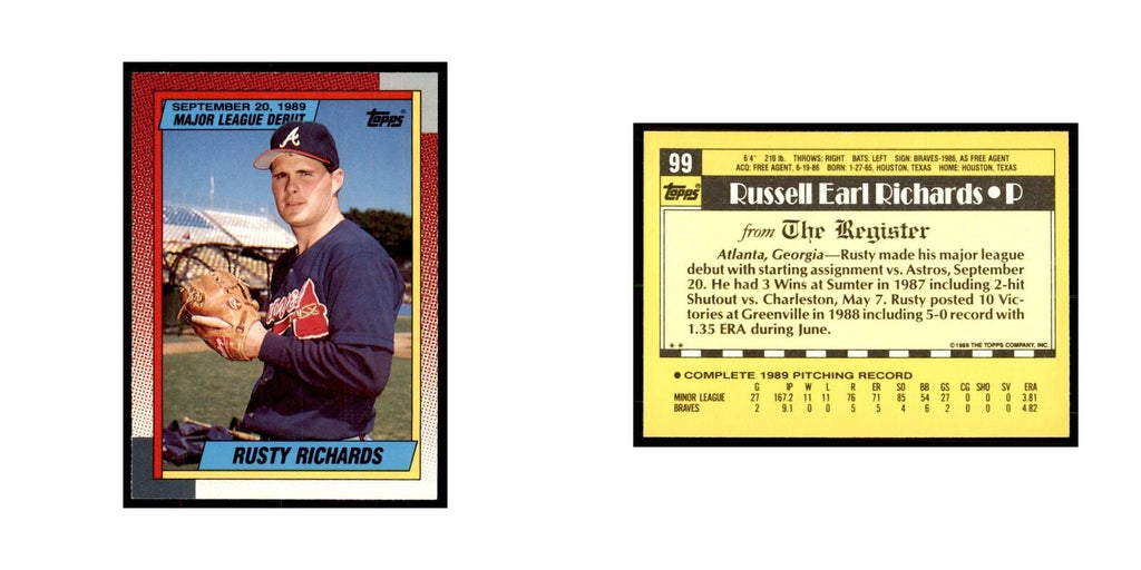 1989 Topps Major League Debut Rusty Richards Baseball Cards #99
