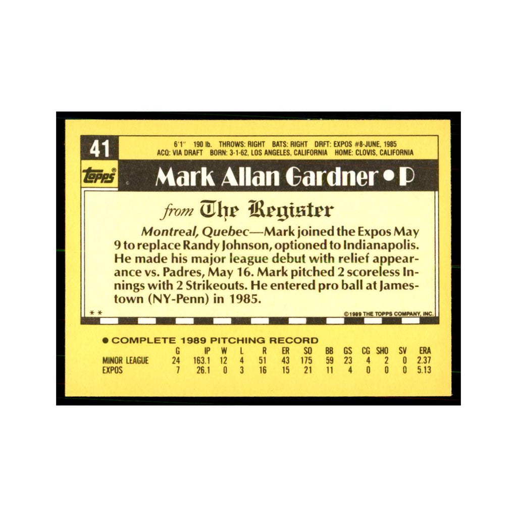 1989 Topps Major League Debut Mark Gardner Baseball Cards #41