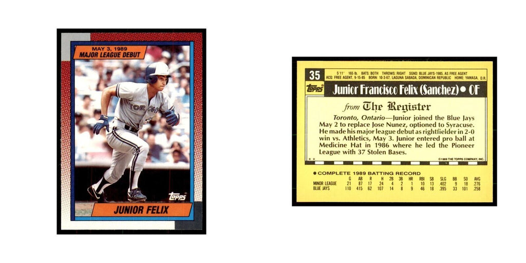 1989 Topps Major League Debut Junior Felix Baseball Cards #35