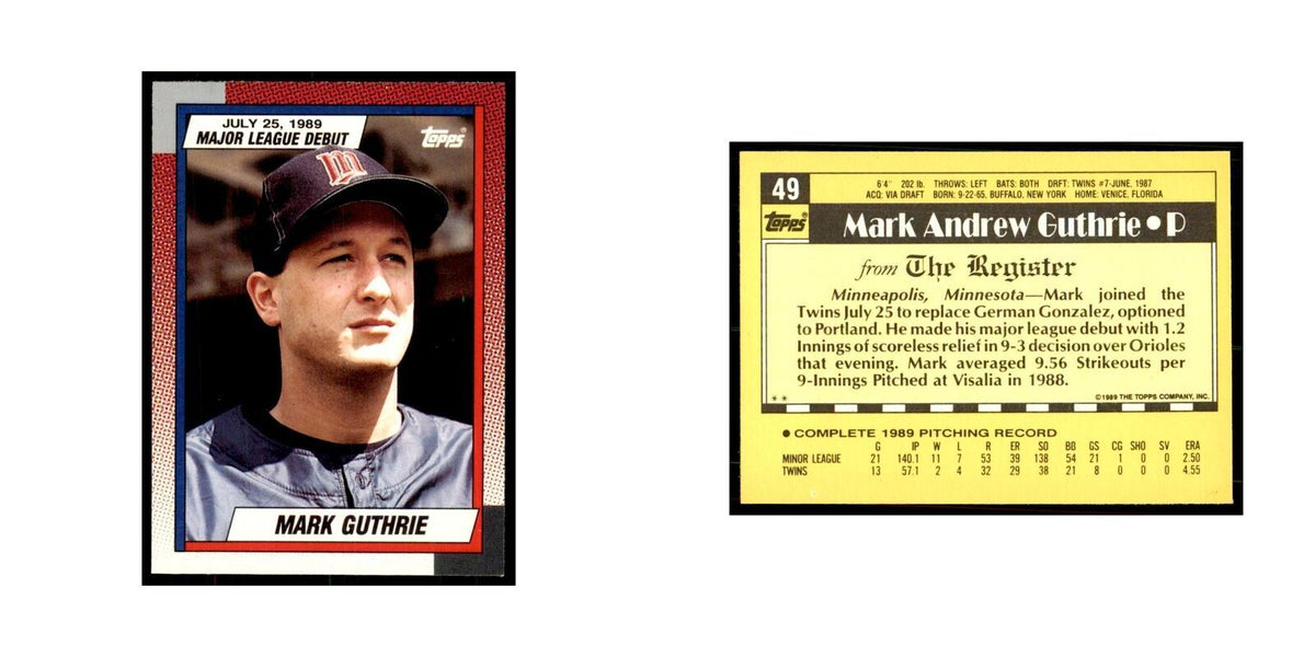 1989 Topps Major League Debut Mark Guthrie Baseball Cards #49