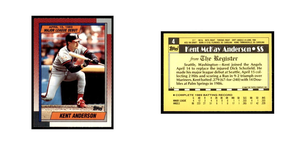 1989 Topps Major League Debut Kent Anderson Baseball Cards #4