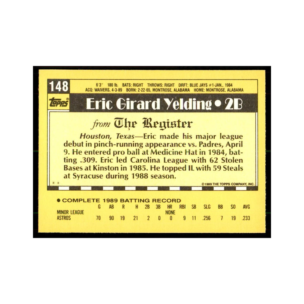 1989 Topps Major League Debut Eric Yelding Baseball Cards #148