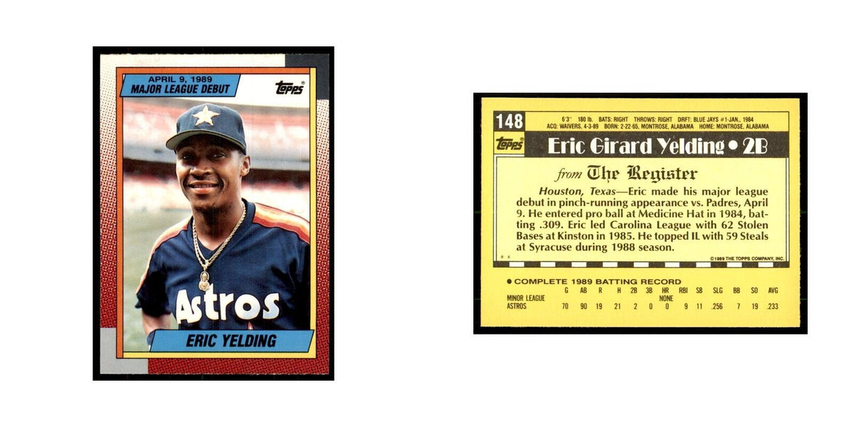 1989 Topps Major League Debut Eric Yelding Baseball Cards #148