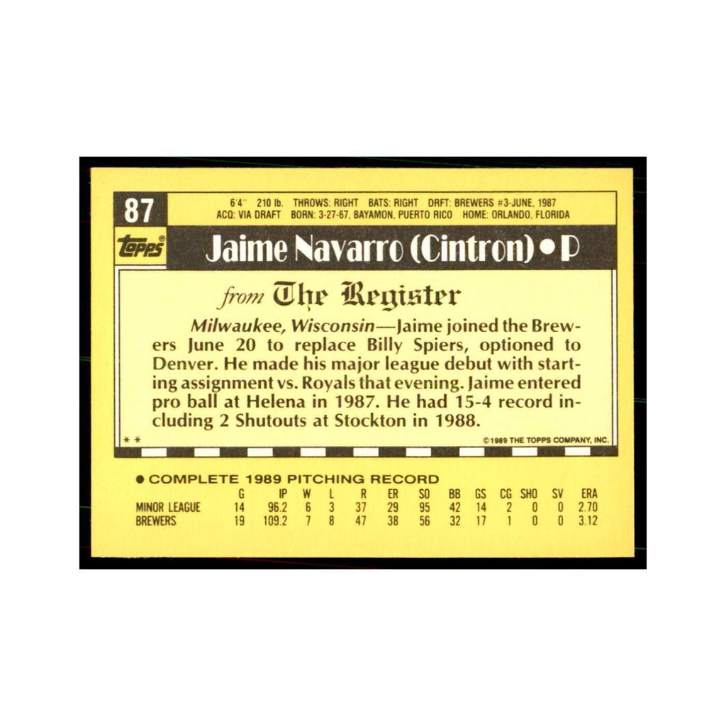 1989 Topps Major League Debut Jaime Navarro Baseball Cards #87