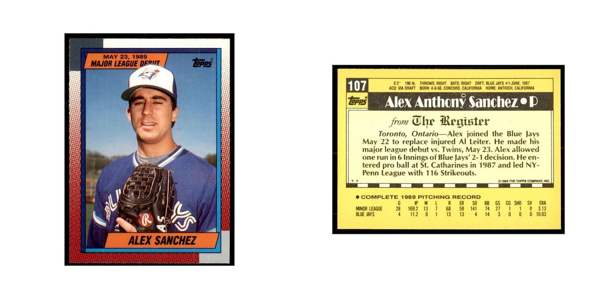 1989 Topps Major League Debut Alex Sanchez Baseball Cards #107