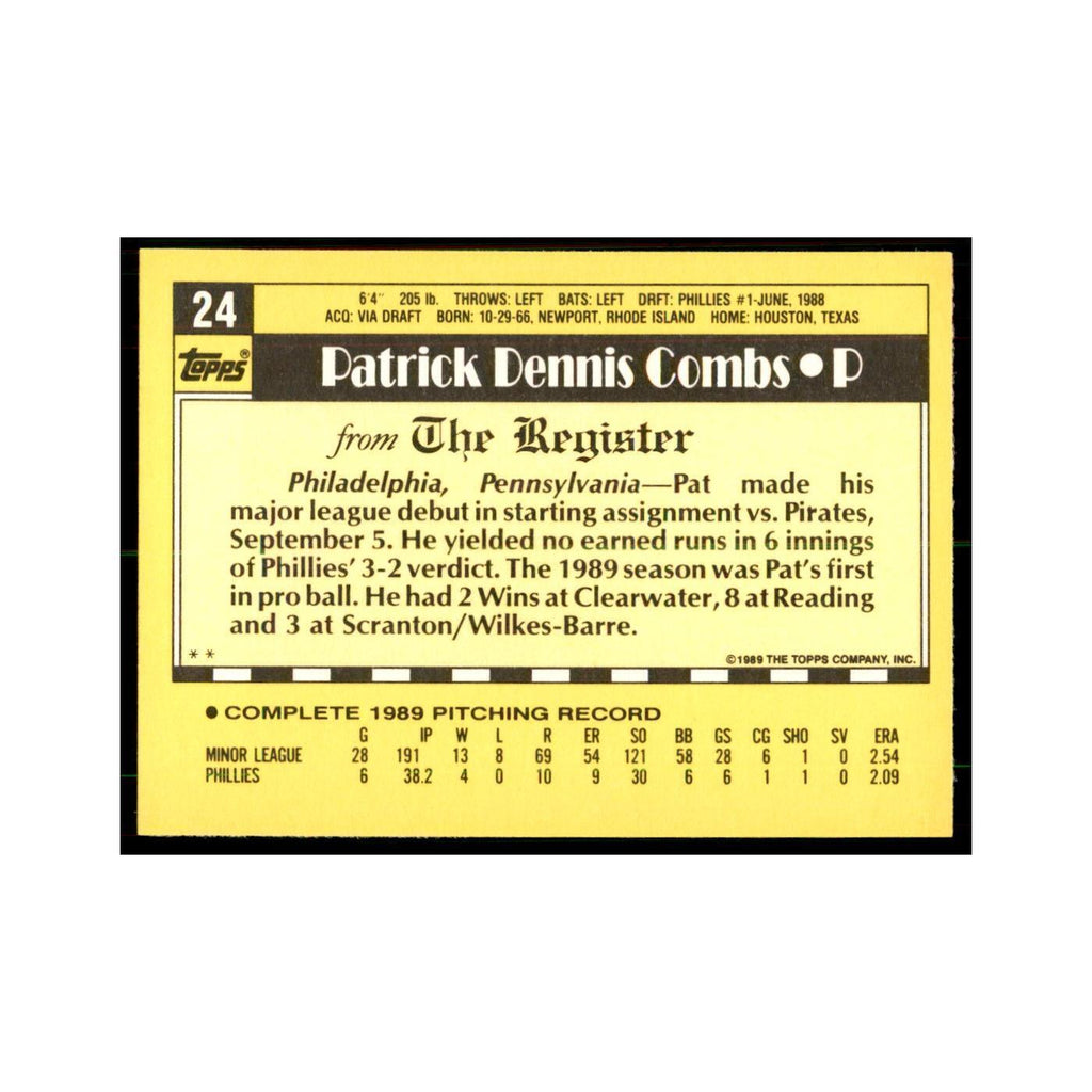 1989 Topps Major League Debut Pat Combs Baseball Cards #24