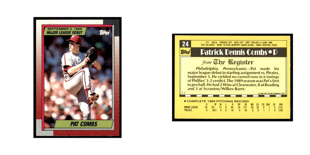 1989 Topps Major League Debut Pat Combs Baseball Cards #24