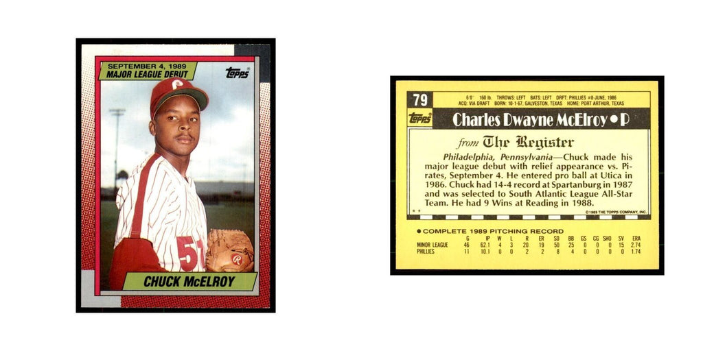 1989 Topps Major League Debut Chuck McElroy Baseball Cards #79
