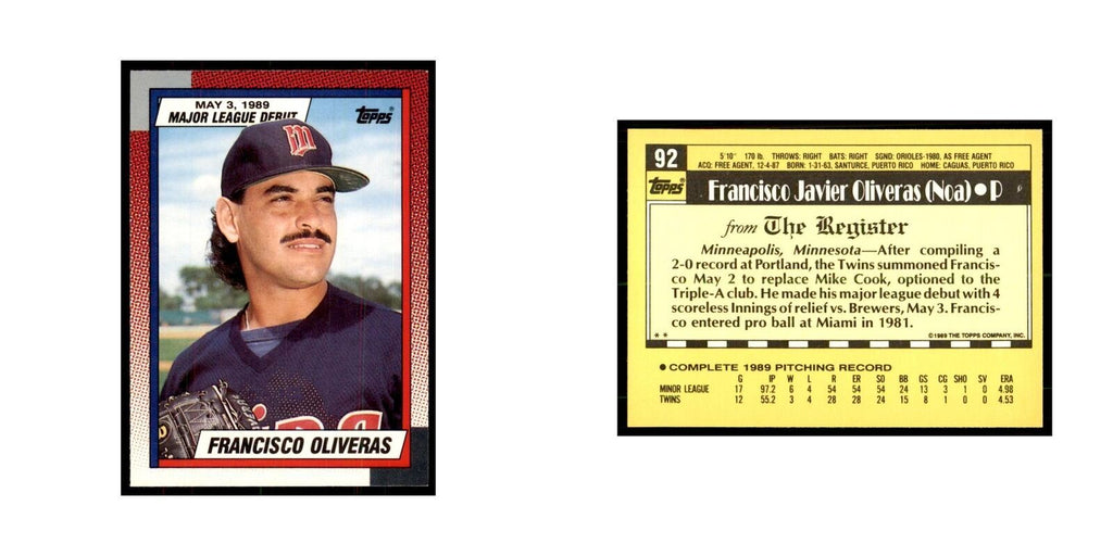 1989 Topps Major League Debut Francisco Oliveras Baseball Cards #92