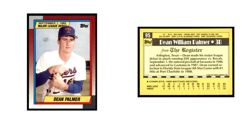 1989 Topps Major League Debut Dean Palmer Baseball Cards #95