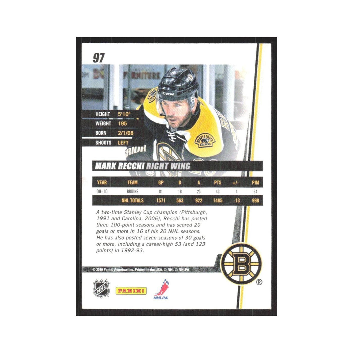 2010 Donruss Mark Recchi Boston Bruins #97