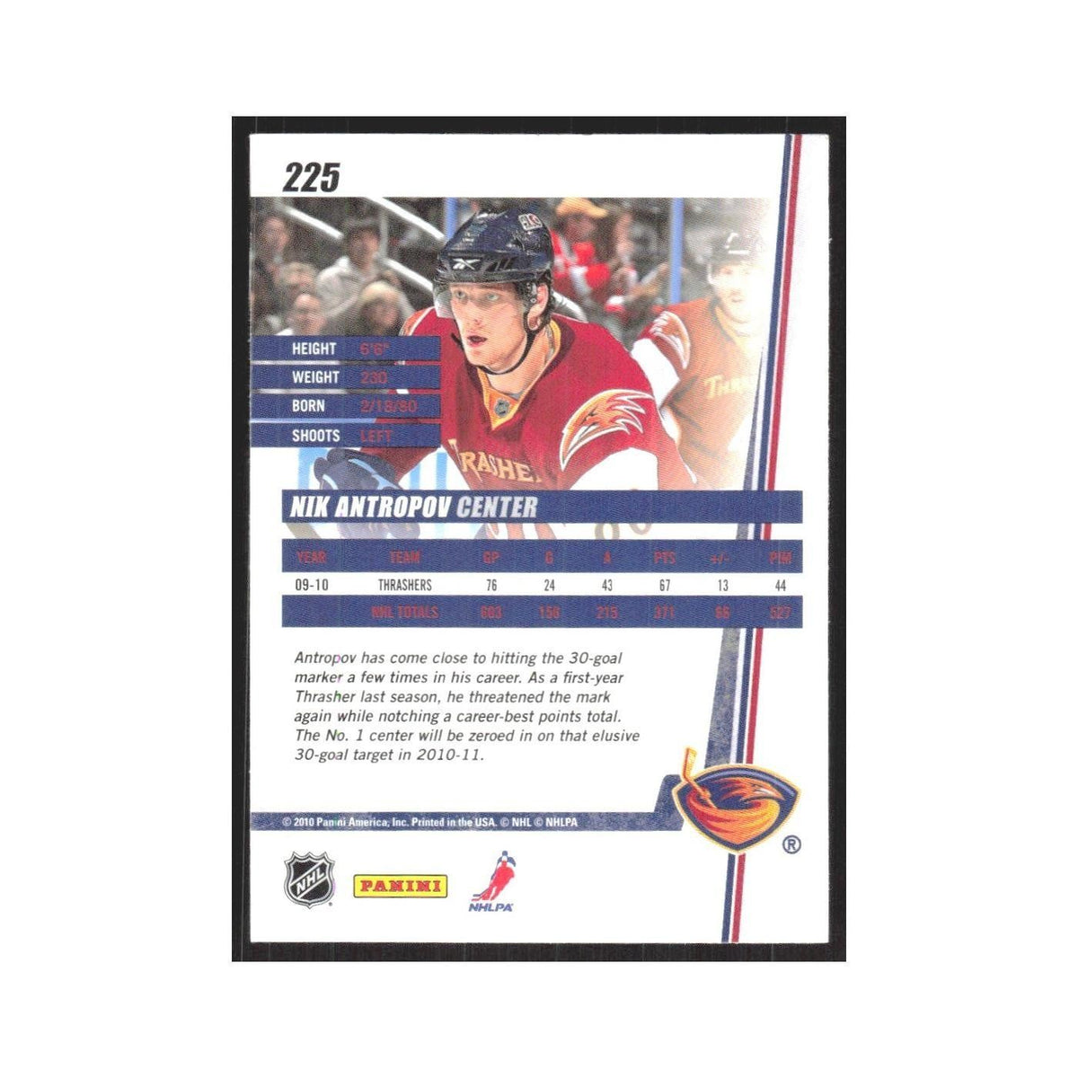 2010 Donruss Nik Antropov Atlanta Thrashers #225