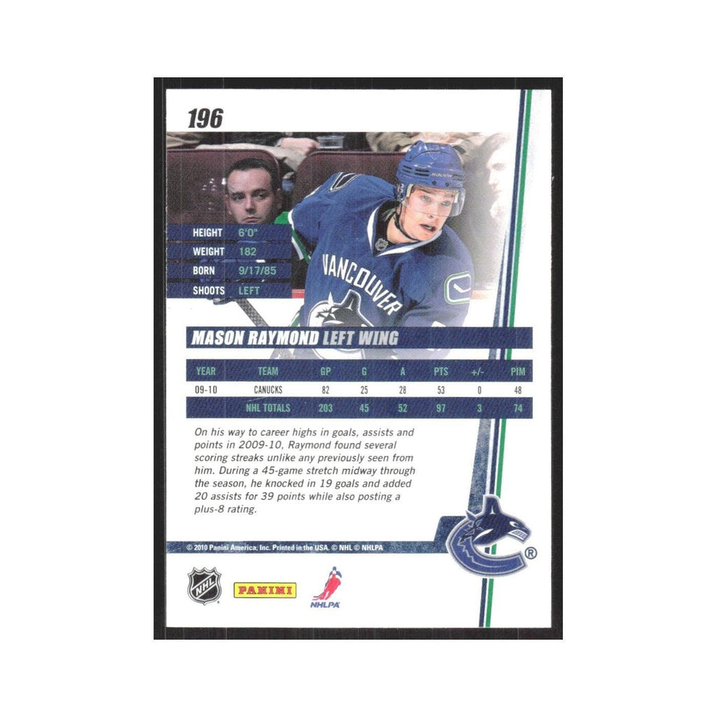 2010 Donruss Mason Raymond Vancouver Canucks #196