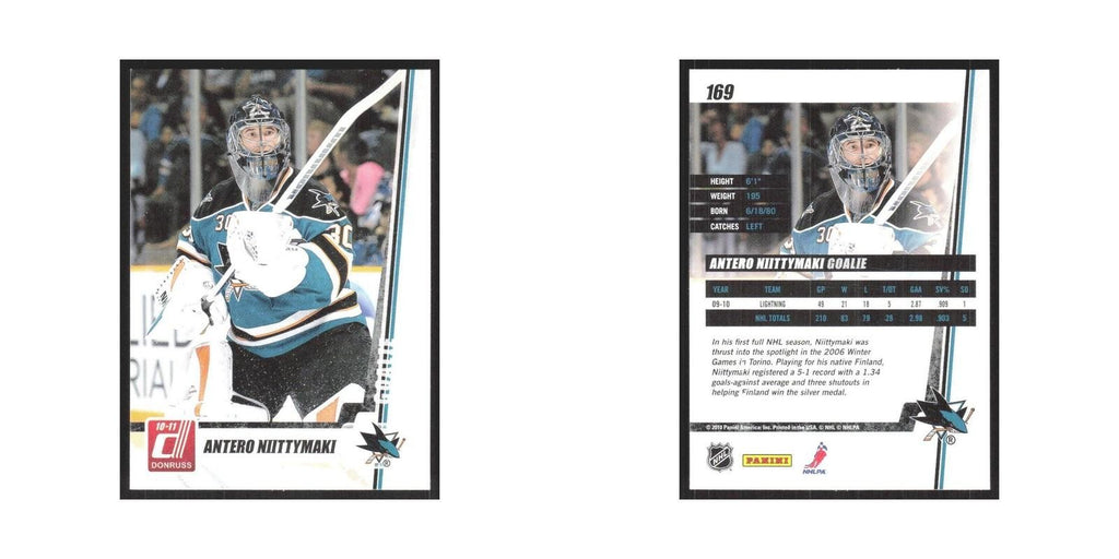 2010 Donruss Antero Niittymaki San Jose Sharks #169