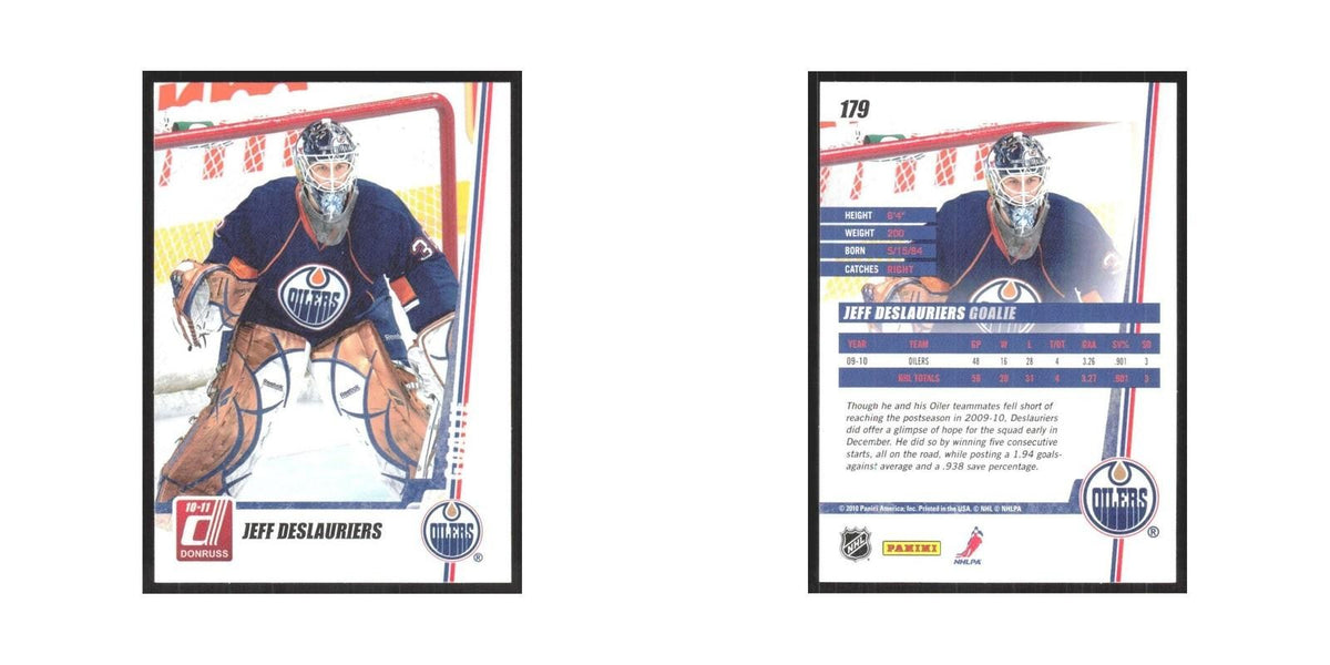 2010 Donruss Jeff Deslauriers Edmonton Oilers #179