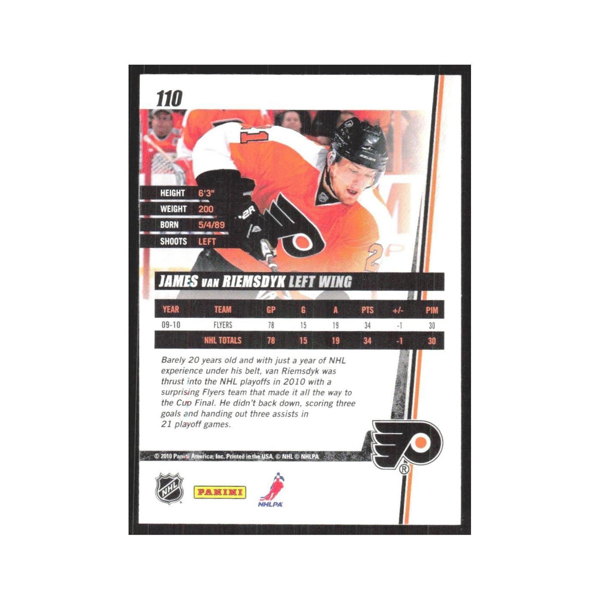 2010 Donruss James van Riemsdyk Philadelphia Flyers #110
