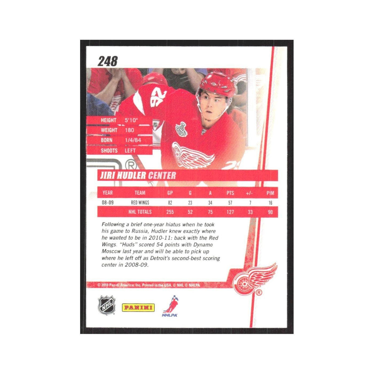 2010 Donruss Jiri Hudler Detroit Red Wings #248