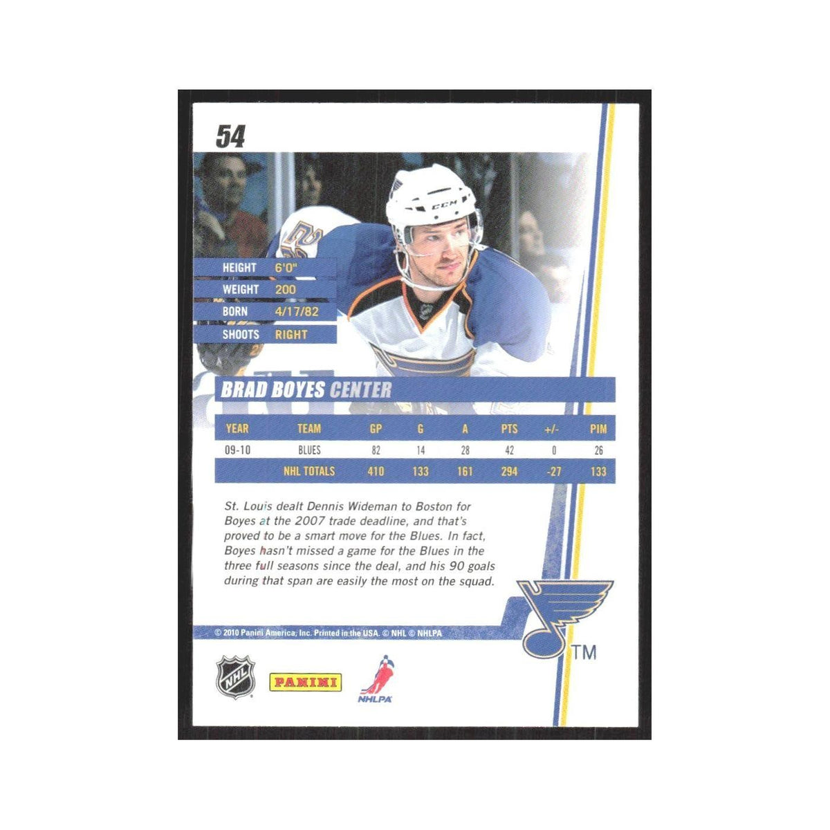 2010 Donruss Brad Boyes St. Louis Blues #54