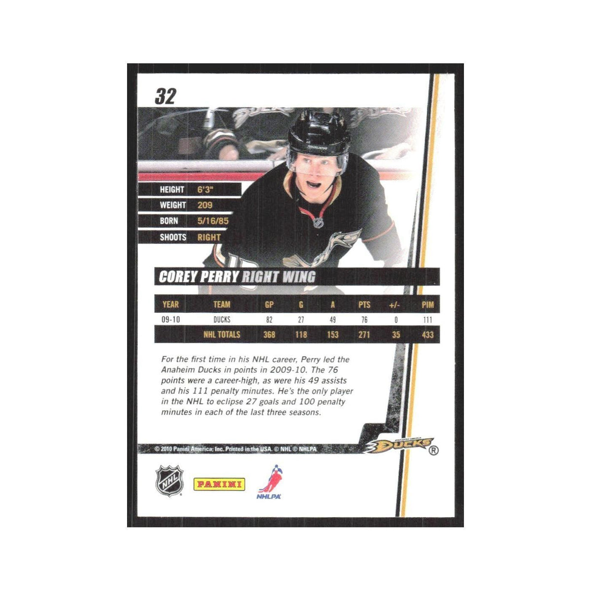 2010 Donruss Corey Perry Anaheim Ducks #32