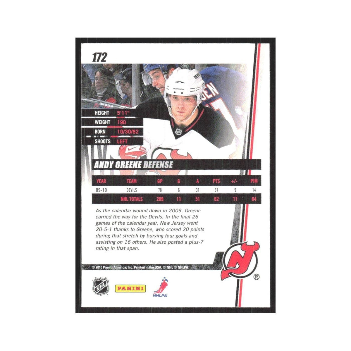 2010 Donruss Andy Greene New Jersey Devils #172